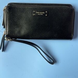Kate Spade Black Leather Wristlet